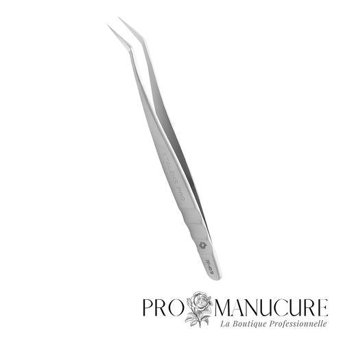Zoom nez allongé et bords travaillants pince TE-41/9 Staleks Expert 41 finition satinée mate pour pose volume russe cils professionnelle