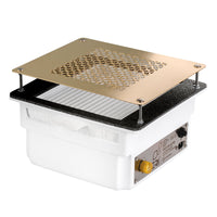 TERI Turbo Professional - Aspirateur Ongles Encastrable - 90W - Filtre HEPA & Garantie 5 Ans - Blanc & Grille Dorée