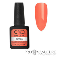 Vernis semi-permanent CND Shellac Bug Juice corail rose lumineux 12,5 ml avec aperçu de la couleur