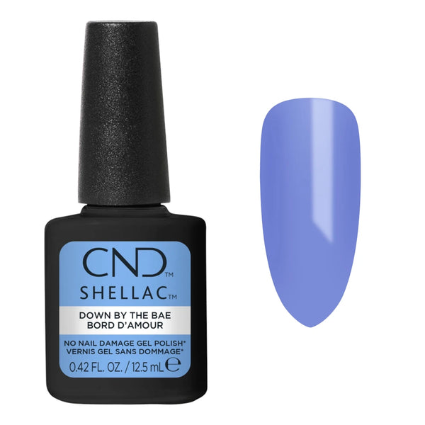 CND Shellac Down By The Bae 12,5 ml avec nuancier bleu ciel lumineux