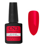 CND Shellac Hot Or Knot 12,5 ml avec nuancier rouge corail vif
