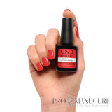 CND Shellac Mambo Beat rouge corail porté sur les ongles avec flacon 12,5 ml