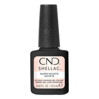 Flacon de vernis semi-permanent CND Shellac Naked Naivete 12,5 ml, teinte nude beige rosé Sans TPO