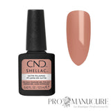 CND Shellac Satin Pajamas – flacon 12,5 ml et nuancier rose nude poudré