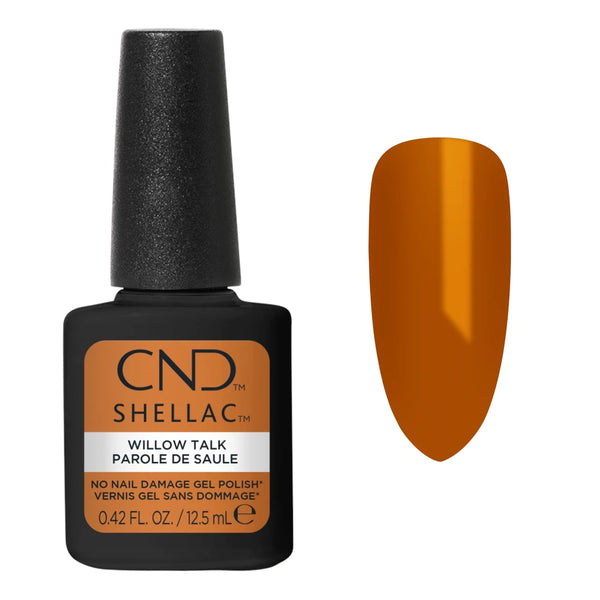 CND Shellac Willow Talk – nuancier brun caramel doré et ocre